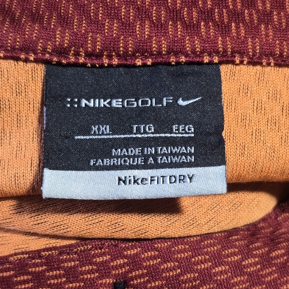 Vtg Nike Golf Polo Short Sleeve Shirt Patterned Burgundy Men's 2XL CSX Embroider - Picture 3 of 10